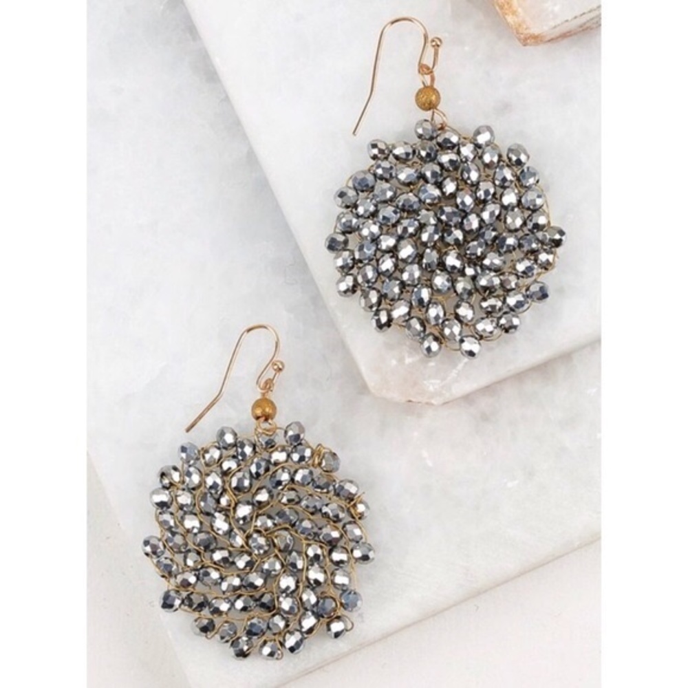 Caitlyn hematite crystal bead earrings